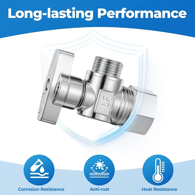 4 Pack Angle Stop Valve, 1/4 Turn Water Shut Off Valves, 1/2" Nominal - Image 5