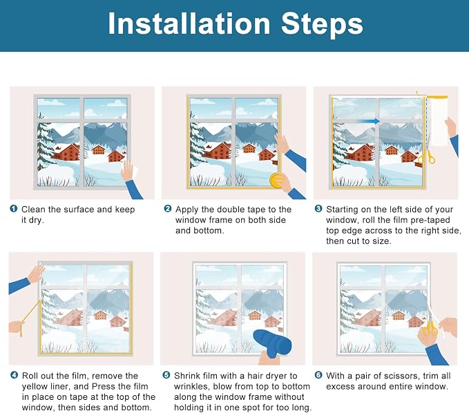 Augblinds Window Insulation Kit, Plastic Window Covering 62 Inch Wide × 393 - Image 6