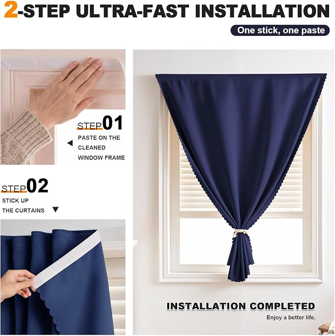Self Adhesive Curtains, No Drilling Rodless Design - Image 2