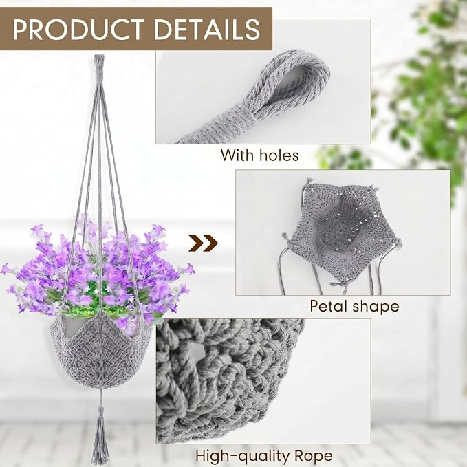Shappy 1 Pack Boho Macrame Plant Hanger - Image 5