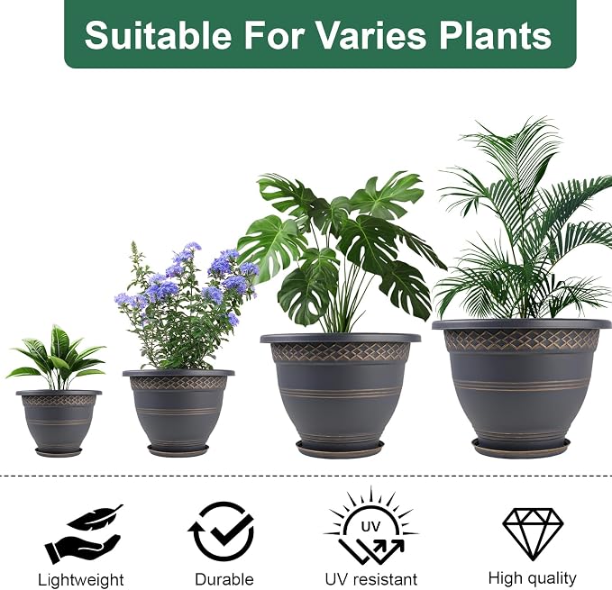 12 Inch Plaid Plant Pots 4 Pack - Image 7