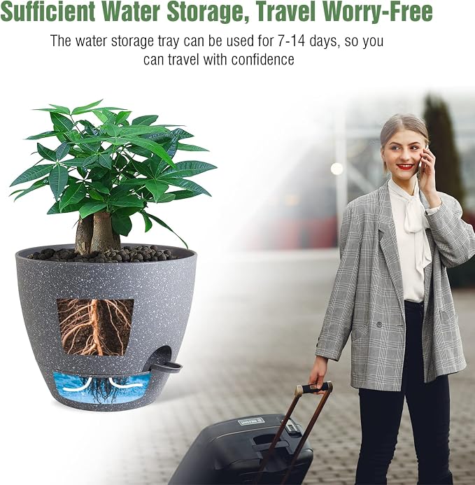 UOUZ 12 inch Large Self Watering Pots, Plastic Planters - Image 5