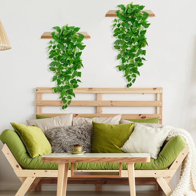 BLEUM CADE 2Pcs Fake Hanging Plants, 9 Branch Artificial Hanging Plant - Image 4