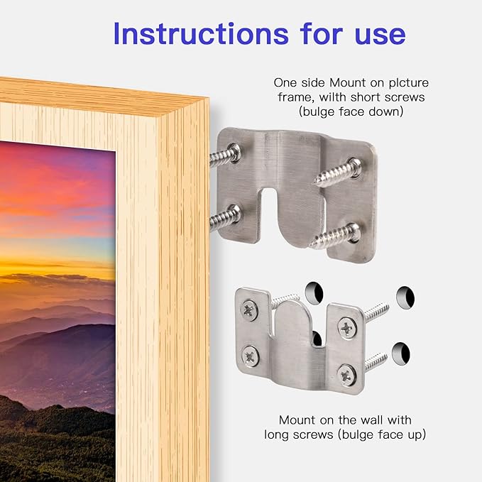 4 Pairs Interlocking Flush Mount Bracket Picture Hanging Hooks Stainless Steel - Image 4