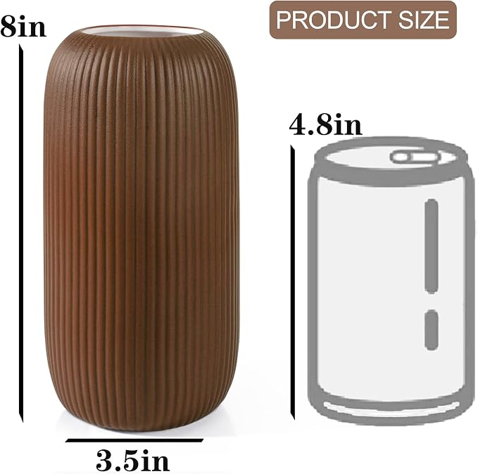 Ceramic Vase for Flowers – Modern Small Ribbed Textured Flower Vase for Home - Image 3