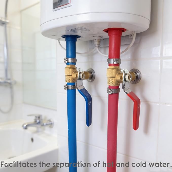 Hourleey 2 Pieces 1/2 Inch Pex Brass Full Port Shut Off Ball Valve HOT AND COLD - Image 6