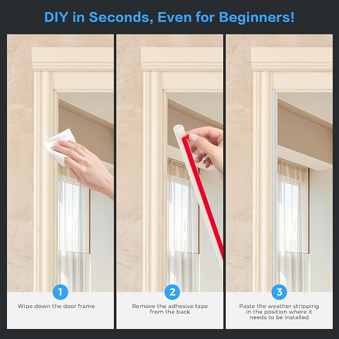 Ravinte Weather Stripping Door Seal Strip, 23 FT D-Shaped Silicone, 9/16 x - Image 7