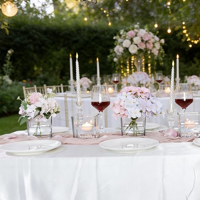 6 Pack Square Glass Vases 4" x 4" x 4", Wedding Party Home Decor - Image 8