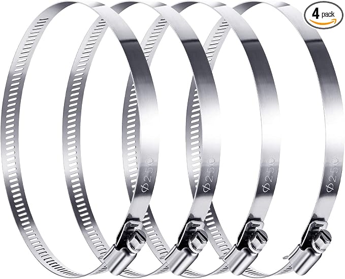 Boao Adjustable 304 Stainless Steel Duct Hose Clamp, 4 Pieces, 10 Inch | by Boao
