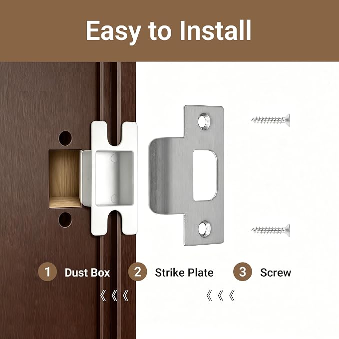 2 Pack Standard T-Strike Door Strike Plate, 2-1/8" Hole Spacing | Satin Nickel - Image 6