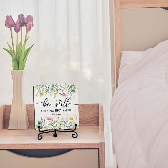Inspirational Christian Desk Decor, Be Still And Know That I Am God Wildflower - Image 4
