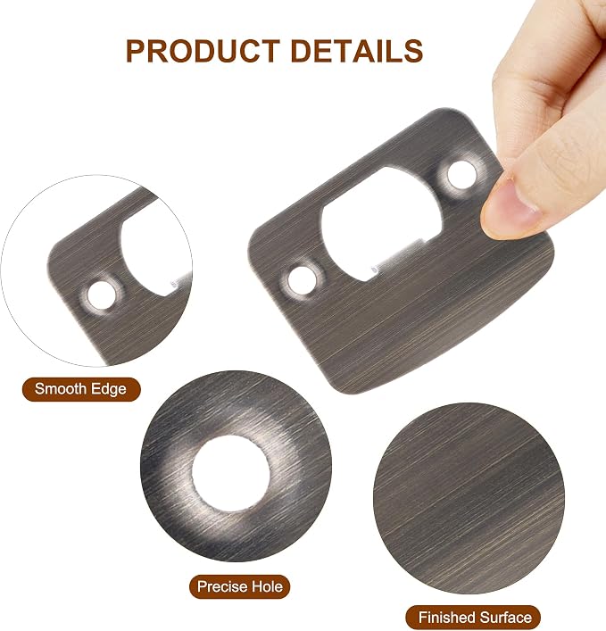 Door Strike Plate for Interior Doors, Antique Pewter, 1 Pack | 2-1/4"x1-3/4" - Image 4