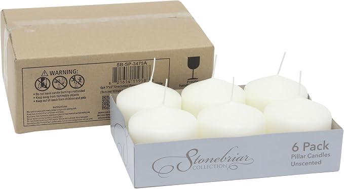 Stonebriar Unscented White Tall Pillar Candles, 18 Hour Burning Candle Pillars - Image 2