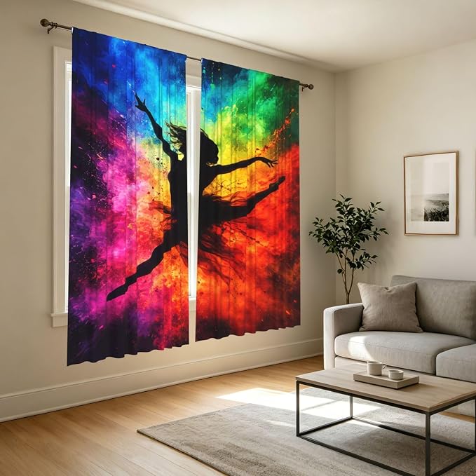 Rainbow Energy Art Window Curtains 2 Panels Set, 52 X 84 Inch Polyester Drapes - Image 7