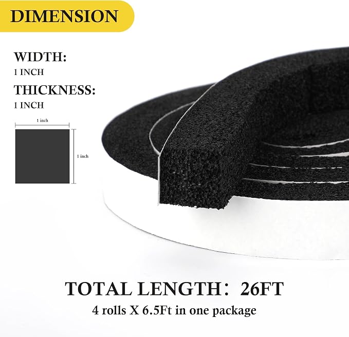 fowong AC Window Seal Foam Tape, 4 Rolls | High Resilience Adhesive Foam - Image 5