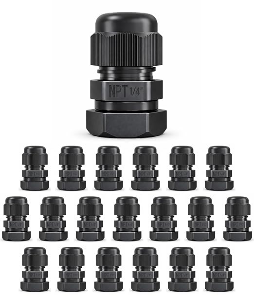 1/4" NPT Strain Relief Nylon Cord Grip Cable Glands by MGISpeedWare