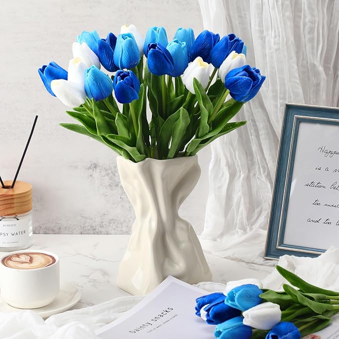 Janinka 100pcs Artificial Tulip Flowers Fake PU Tulips Faux Latex Bouquet - Image 7