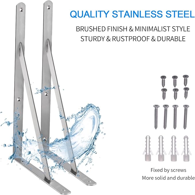 YUMORE 18 Inch Shelf Bracket, Heavy Duty L Bracket, 2 Pack - Image 5