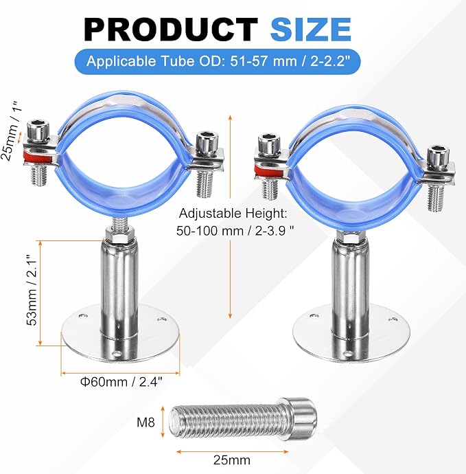 HARFINGTON 2 Set Wall Mount Ceiling Mount Pipe Supports 304 Stainless Steel - Image 2