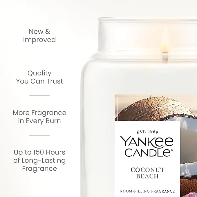 Yankee Candle Coconut Beach, Scented Candle, 22oz Large Jar - Image 3