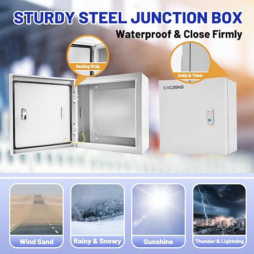 Electrical Junction Box 20x20x6, NEMA 4X IP66 Steel Enclosure Box | 1.5mm steel - Image 3