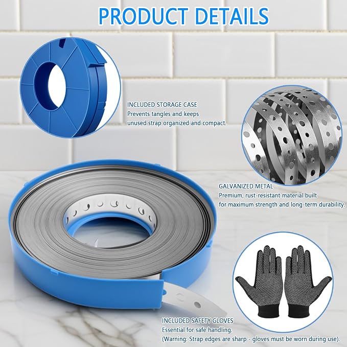 Galvanized Metal Pipe Strap 3/4" x 100 FT, 32-Gauge - Image 3