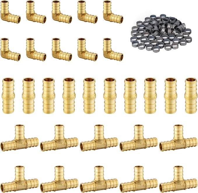 100 Pack Foskan 3/4 Inch PEX Barb Crimp Fittings Set | 10 Pieces Each:Elbow by Unknown