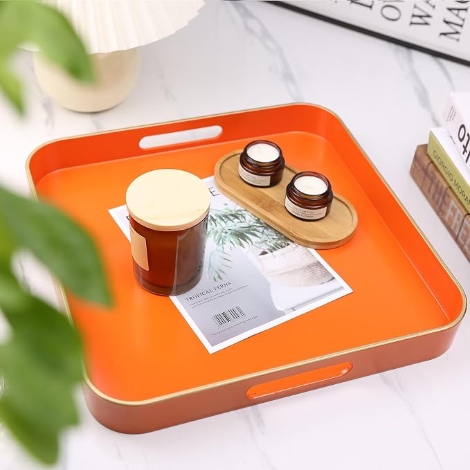 Orange Square Decorative Tray - Image 2