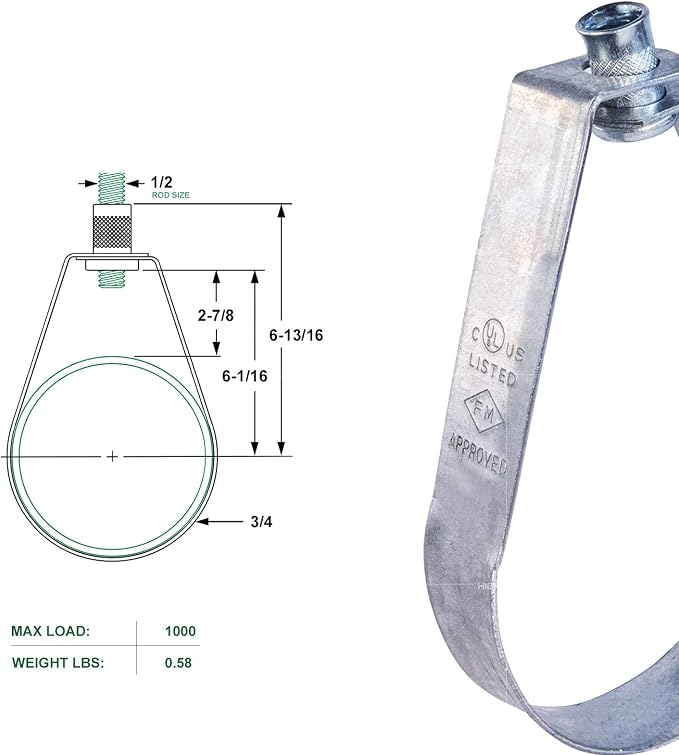 HIGHCRAFT ITSO-HQ06 Swivel Loop Pipe Hanger, Pre-Galvanized Steel, 6 in - Image 7