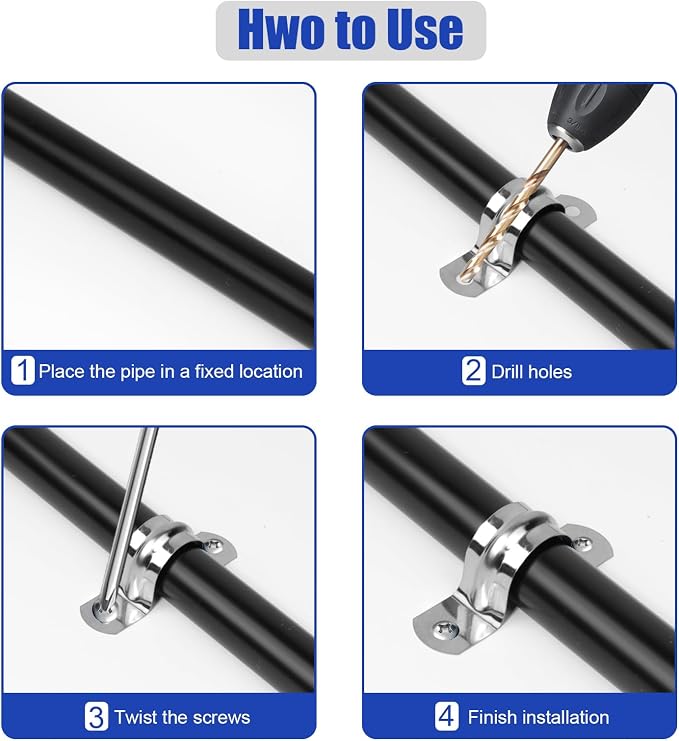 30Pcs 3/4 Inch Stainless Steel Conduit Clamps, 2 Hole Strap U Bracket Rigid - Image 5