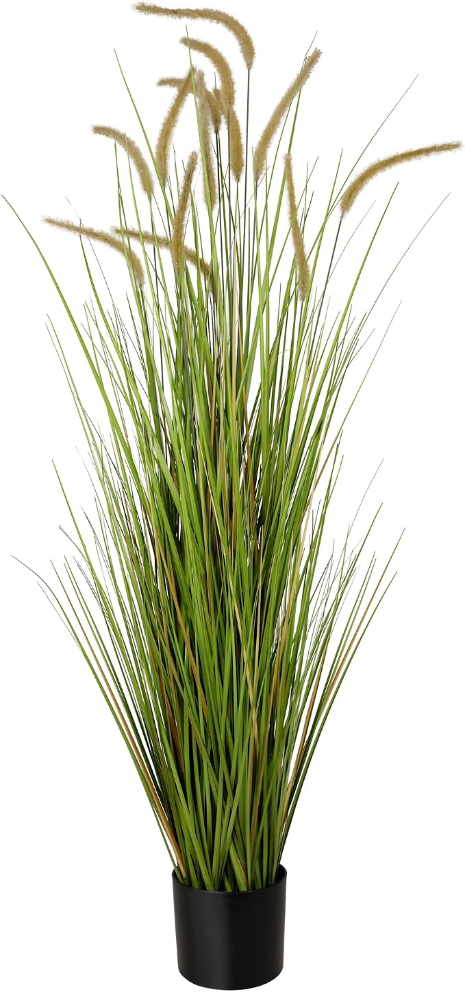 KOL Artificial 5ft Horsetail Reed Grass – 59in Tall Faux Grass Plant in Pot - Image 9