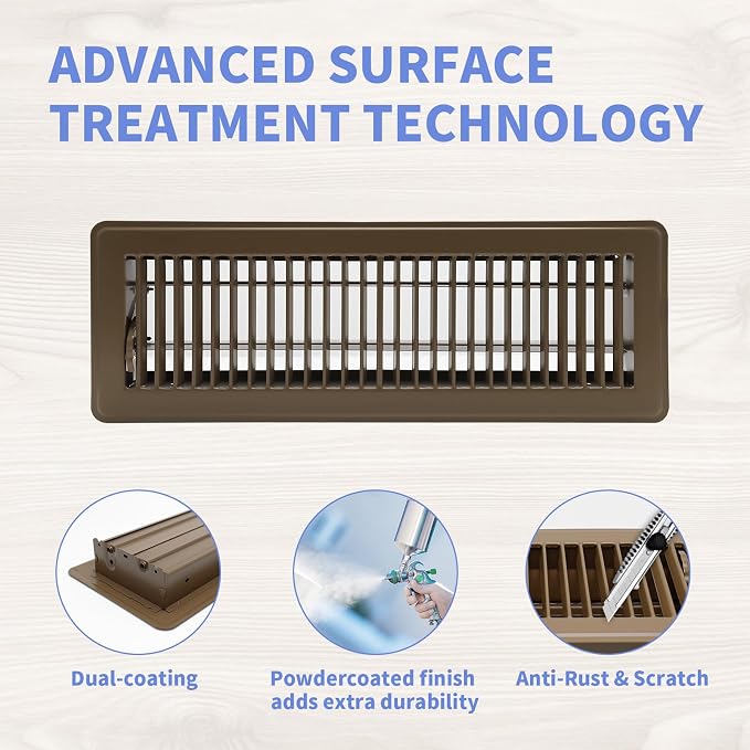 Howeall 4x14 Inch Floor Register 2 Pack, Heavy Duty Steel Walkable Floor Vents - Image 3