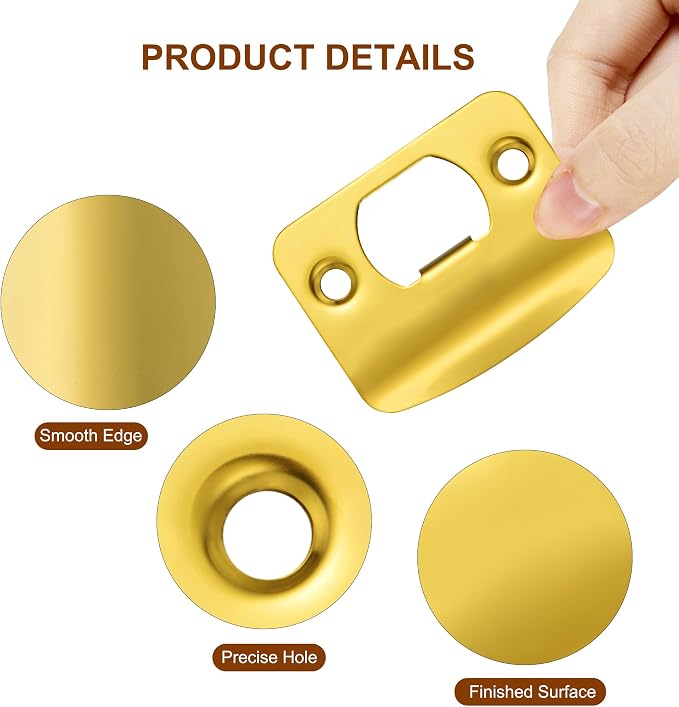 Door Strike Plate for Interior Doors, Polished Gold, 1 Pack | 2-1/4"x1-3/4" - Image 4