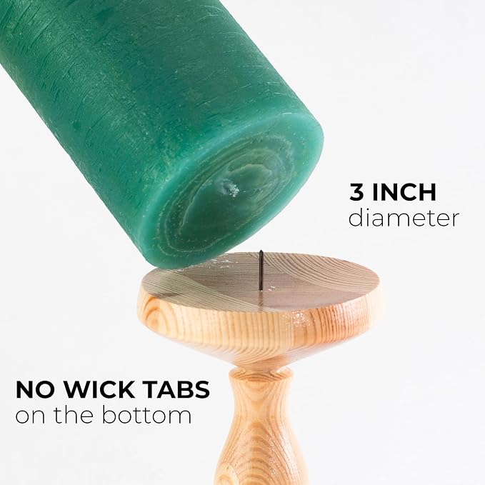 3x3 Inch Green Pillar Candles Set of 3 - Image 2