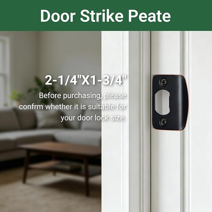 Standard Door Strike Plate, 2-1/4"x1-3/4, Deadbolt Strike Plate | 2 Pack - Image 6