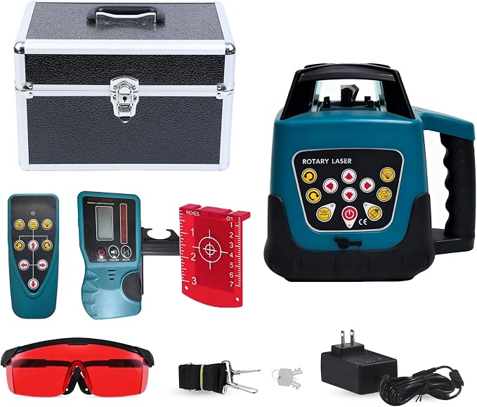 360° Auto Self-Leveling Red Beam Rotary Laser Level Kit 500m Range by H-YEEU