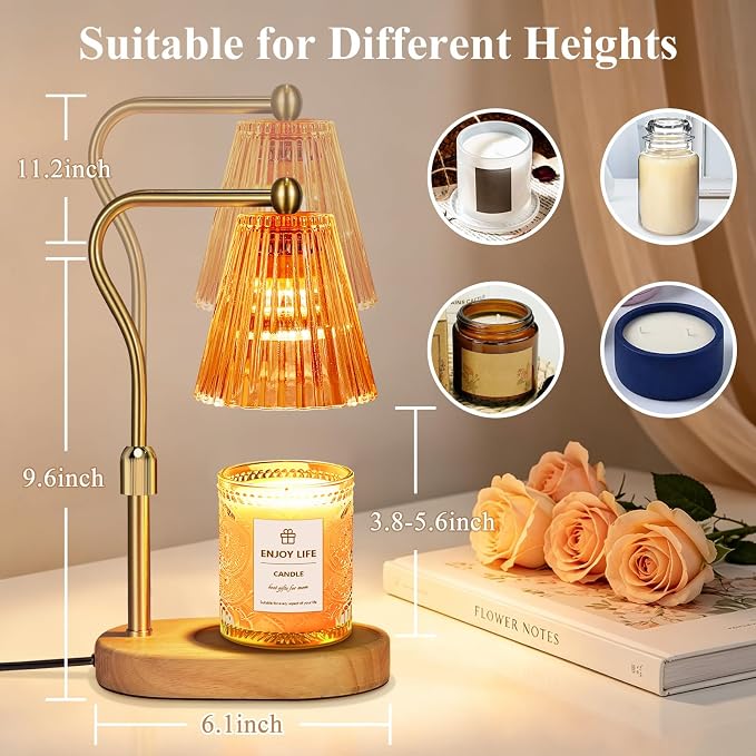 Red Candle Warmer Lamp with Timer Dimmer Adjustable Height, Electric Wax Warmer - Image 4