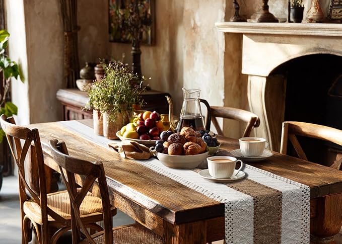 Boho Table Runner for Fall Home Decor 12x72 Farmhouse Woven Runner | 72 Inches - Image 8