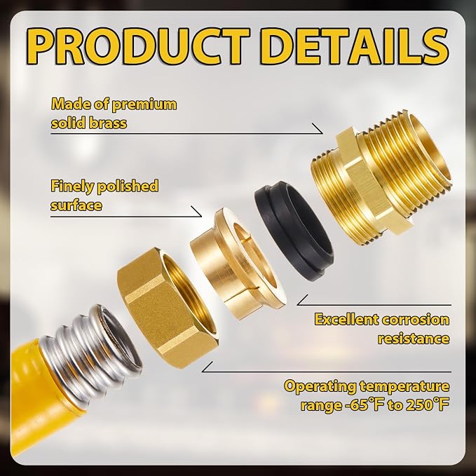 Frienda 4 Pack CSST Gas Line Fittings 1/2" NPT Brass Male Adapter | Hex Nipple - Image 3