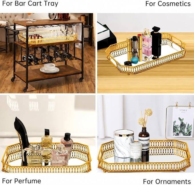 Bar Cart Tray, Decorative Mirrored Tray - Image 6