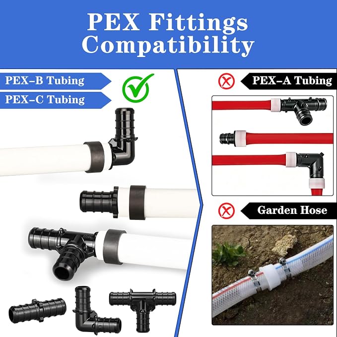 25pcs 1/2" Poly PPSU Barb Crimp PEX Tee Fittings, No Lead | - Image 2