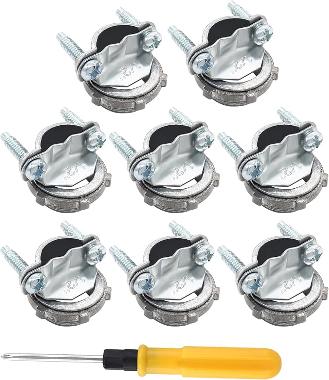 8 Pcs 1/2 Inch Clamp Type Cable Connectors, by Kyuionty