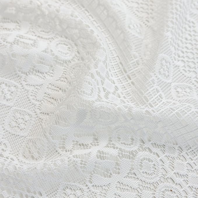 Sutuo Home White Boho Lace Curtains 45 Inches 2 Panels - Image 7
