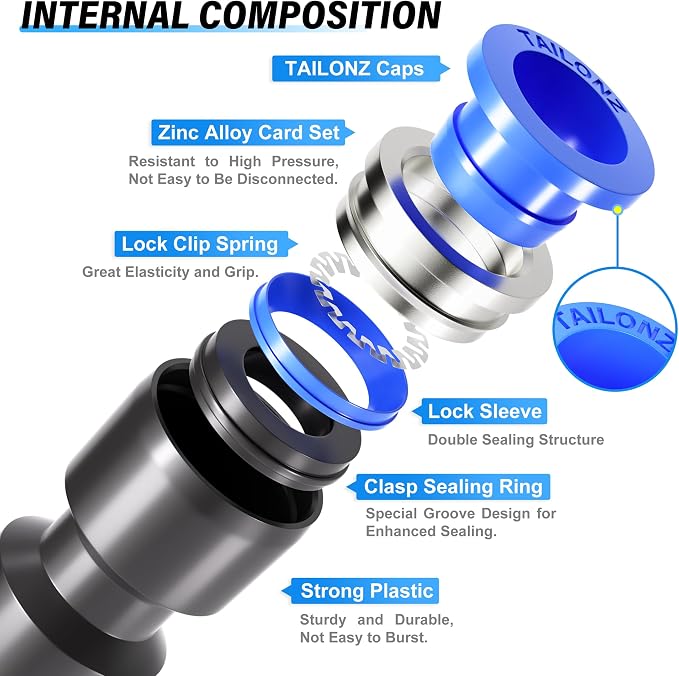 TAILONZ PNEUMATIC Straight Push Connectors Plastic Quick Release Connectors Air - Image 3