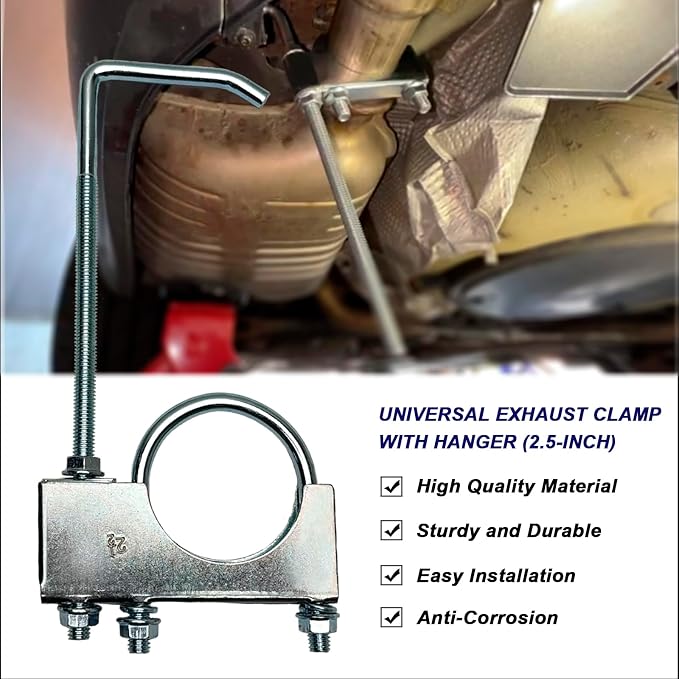 2.5" Exhaust Clamp With Hanger One-Piece Muffler Hanger, Corrosion Resistant - Image 7