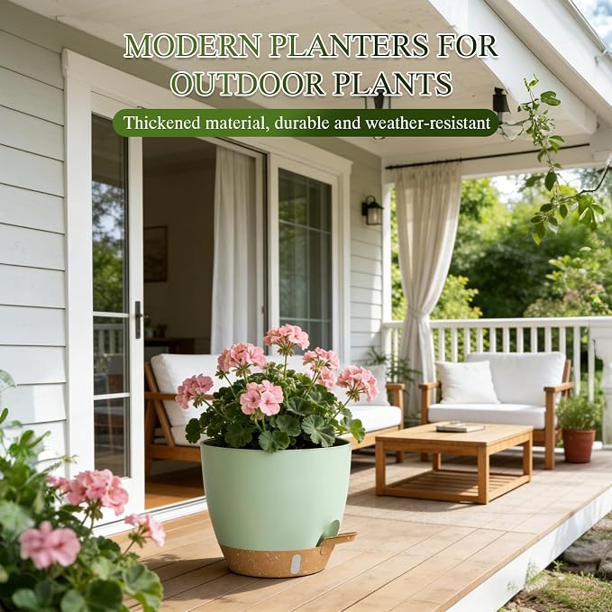 Self Watering Pots with Drainage Holes, 2 Pack 10 Inch Plant Pots with Water - Image 6