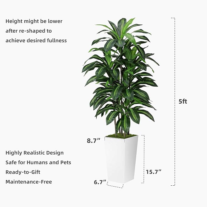 ASTIDY Artificial Plant 5FT Dracaena Fake Tree - Image 6