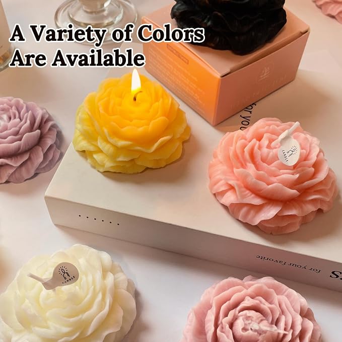 Yellow Peony Flower Shape Candles - Image 5