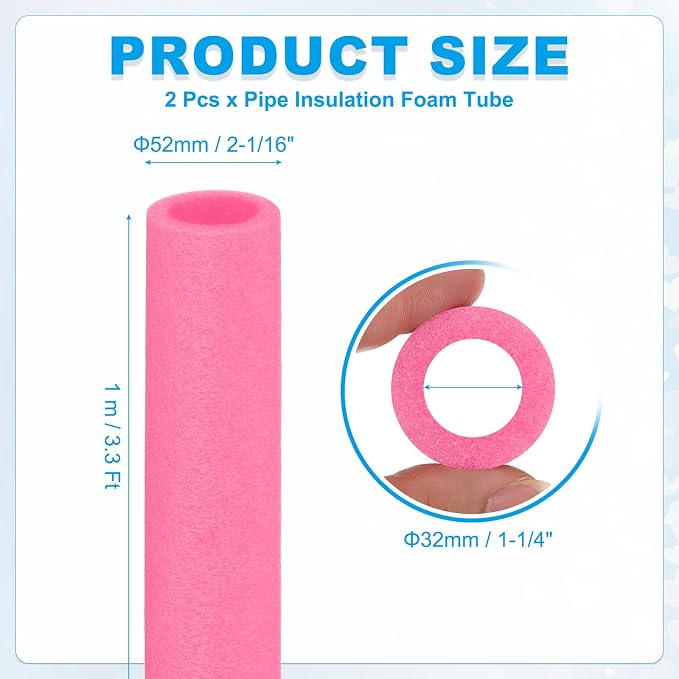 PATIKIL Pipe Insulation Foam Tube Foam Pipe Tubing Covers Rose Red 2Pcs | - Image 2