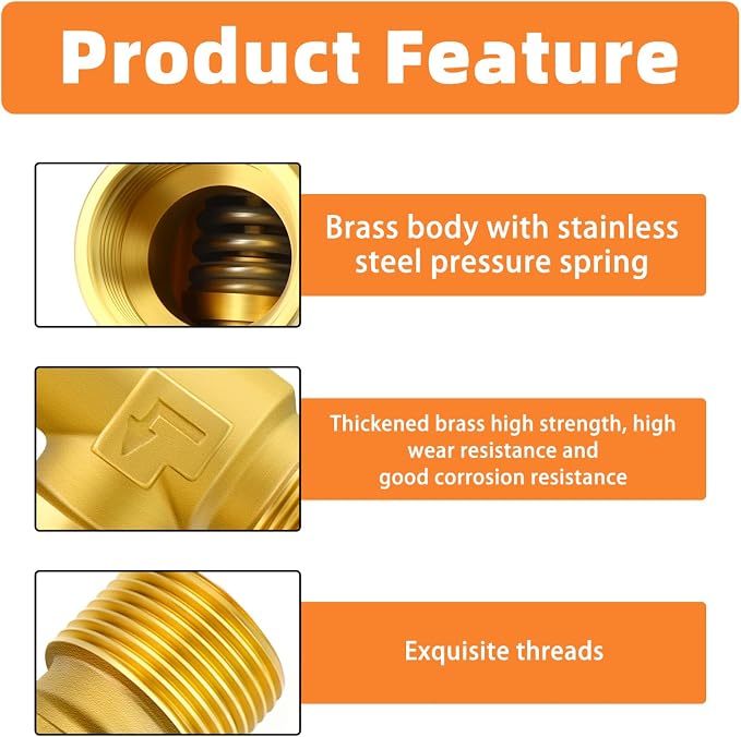 GASHER 1PCS Brass Temperature Pressure Relief Valve - Image 3